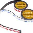 A+B Magnetic Tape with Adhesive Backing, (15ft x 0.5in x 2Pack) a b Paired Flexible Magnet Strips Match to Use for DIY Crafting