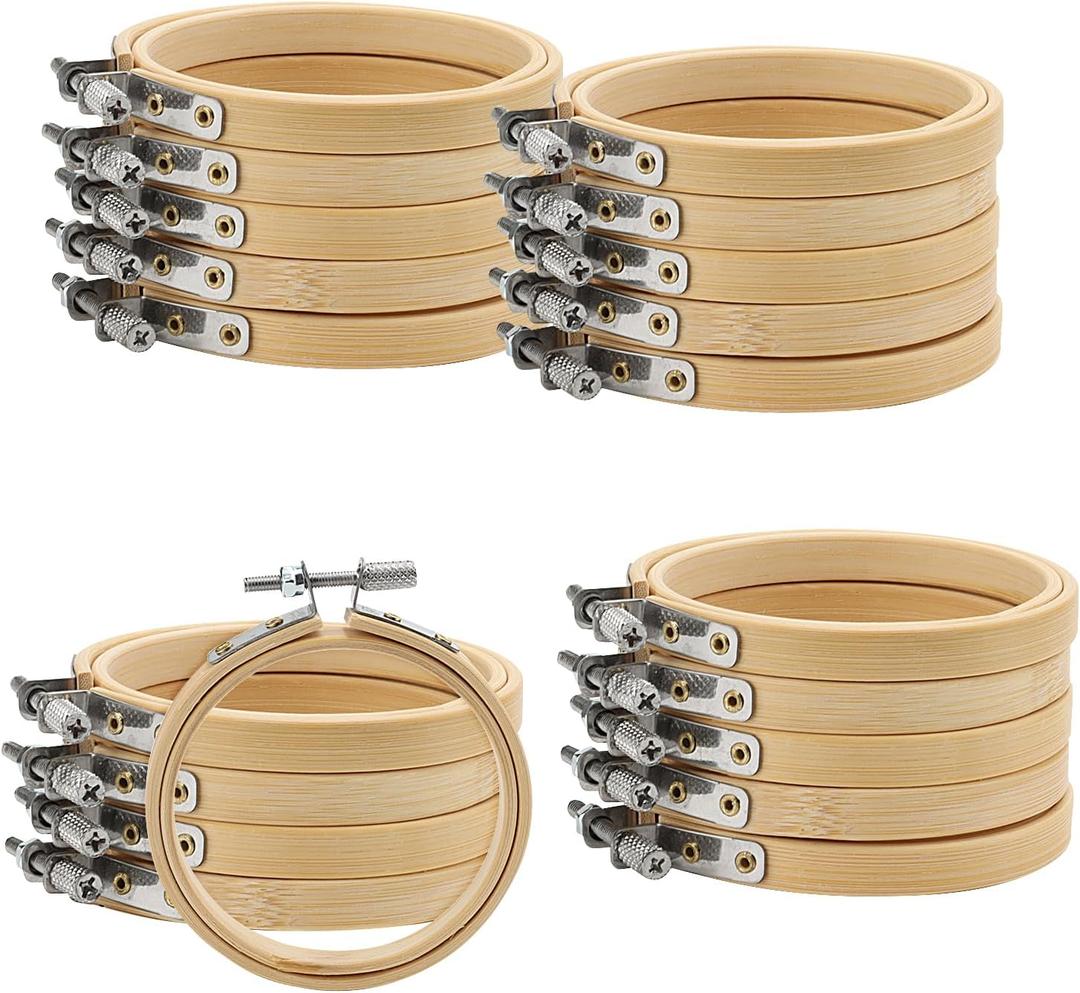 SENJEOK 20Pcs 3 Inch Bamboo Embroidery Hoop, Bamboo Circle Cross Stitch Hoop Ring for Craft Sewing, DIY Project, Decoration