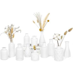 Matte White Glass Bud Vase Set of 12 – Small Minimalist Vases for Easy Home Styling, Perfect for Windowsills, Bedrooms, Bathrooms, and Table Centerpiece Décor