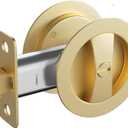 goldenwarm Brushed Nickel Round Pocket Door Lock, Pocket Door Hardware for 2-1/8'' Round Bore Hole, Pocket Door Handles Fit 1-1/4'' to 2'' Thickness Sliding Door 2-3/8'' Latch 1 Pack