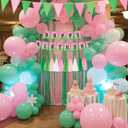 21pcs Pink and Green Birthday Party Decoration Set - Happy Birthday Banner Triangle Flag Paper Tassel and Balloons, Witch Theme Party Accessories Pink and Green Decorations for Women Girls
