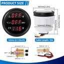 MH Triple Gauge Set - Water Temp (104F-248F), Oil Pressure (0-145PSI), Voltmeter (9-32V), AUTO Gauge with Sensors 2" 52mm 3-in-1 Boat Marine Meter Kit (Black)