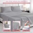 MyGiza Sheets 4 Pcs Full Sheet Set, 100% Certified Giza Egyptian Cotton, Soft & Luxury Sheets fits 15 Inches Deep Mattress, Light Grey