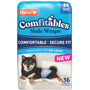 Hartz Comfitables Disposable Male Dog Wraps with Stretchy Waistband, Medium 36 Count