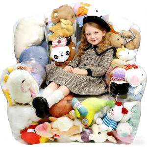 Clear Stuffed Animal Bean Bag Chair Cover for Kids, Waterproof Large Stuffable Beanbag Chair Cover, Creative PVC Plush Toys Storage, for Children Rooms Soft Stuff Animal(Large Square)