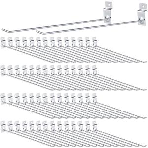 Moxweyeni 100 Pcs Heavy Duty Slatwall Panel Hooks Hanging Metal Slat Wall Hanging Hooks Silver Slat Wall Hanger Commercial Grade Slatwall Pegs Accessories for Shop Retail Display (11.8 Inch)