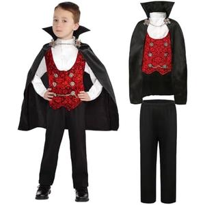 Lingway Toys Kids Vampire of Darkness Costume for Boys Halloween Dress Up Parties with Accessories 6-7