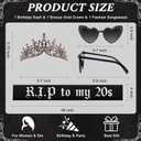 Rip To My 20s Sash And Crown with Sunglasses Set Black Birthday Sash Bronze Gold Crown Birthday Party Accessories for Women 30th Birthdays Glitter Party Favors (Sash & Crown & Sunglasses)