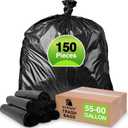 55-60 Gallon Trash Bags | Heavy Duty | 150 Count | Large Black Garbage Bags.