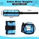 Hollowfly 2 Pairs Ankle Wrist Weights for Land or Aquatic Exercise Aqua Cuffs Aqua Aerobics Fitness Bands for Ankle and Wrist Adjustable Weights for Swimming Pool Workout Equipment(Blue, 1lb)