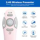 QUI Presentation Clicker Wireless Presenter Remote Clicker for PowerPoint Presentation Remote, PowerPoint Slide Advancer for Mac/Windows/Linux, Google Slide/PPT/Keynote, USB A, Pink