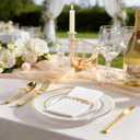 Goodluck 400 PCS Gold Plastic Silverware with Pocket Napkins for 100 Guests, Heavy Duty Disposable Cutlery Set & Linen Feel Napkins, Plastic Flatware with Guest Towels for Wedding, Party and Catering