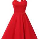 Topdress Women'sVintage Polka Audrey Dress 1950s Halter Retro Cocktail Dress (XX-Large, Red)