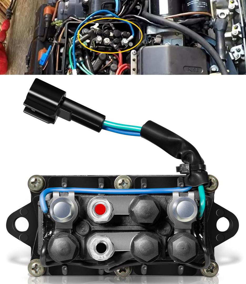 63P-81950-00-00 Outboard Tilt Trim Relay Assy for Yamaha 25-250HP 4-Stroke Engines (2004-On) | Fit for F25HP-F250HP, TRM6003, 240-58022 | Heavy-Duty Steel/Copper Construction | 12V 2-Pin