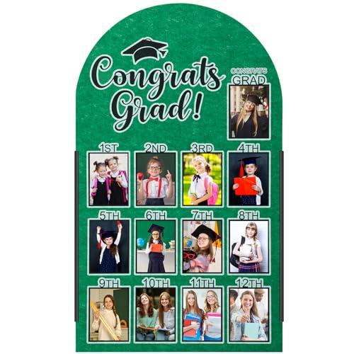CroBlissful 27 x 16 Inch Graduation Photo Board Picture Frames Wall Decor Collage Display Green Felt Board for 4 x 3 Inch Photo DIY Picture Holder 2026 Graduation Party Decorations