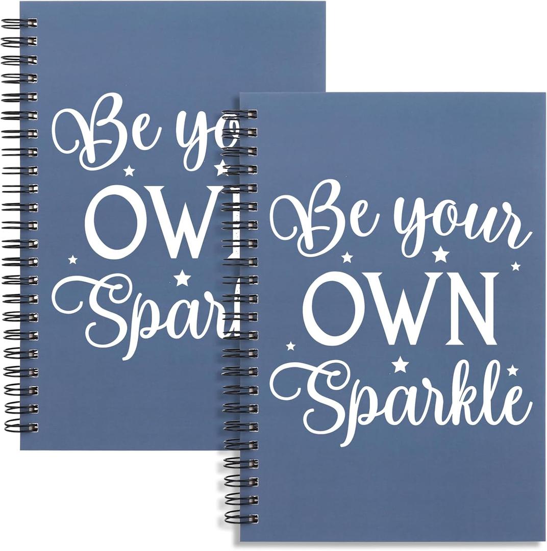 Inspirational Spiral Notebook Be Your Own Sparkle 2Pcs Lined Spiral Journal Motivational Friendship Gift Encouragement Lined Notebook(Spiral-2Pcs OWN Sparkle)