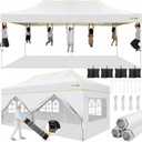 Hoteel 10x20 Pop Up Canopy Tent Heavy Duty with 6 Sidewalls, Waterproof Party Tent, Easy Set-up Commercial Instant Tents with Roller Bag & Sandbags, Hexagonal Leg
