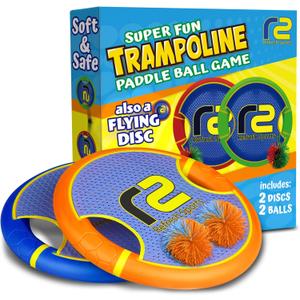 Fun Bouncy Paddle & Stringy Ball Toss & Catch Game - Easy to Use for Kids All Ages - Soft Foam Design for Safe Play Indoors or Outdoors - Also Works as Flying Disc - Great Gift Idea for Boys & Girls