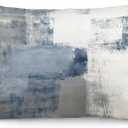 Grey Blue Abstract Art Painting Throw Pillow Cover Queen Size White Blue Gray Lumbar Pillow Case Modern Soft Pillowcase Standard Pillow Cases with Zipper Decorative Cushion Covers for Bed,Sofa,20"x30"