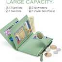 Tipmile Small Wallets Woman Leather 2 ID Windows Bifold RFID Blocking Credit Card Holder Wallet with Zipper Coin Pocket
