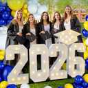 2026 Graduation Party Decorations - 2.3FT Pre-Cut 2026 Marquee Numbers Sign with Light - Mosaic Foam Board Includes Glue Gun Balloons for Kindergarten Preschool College Prom