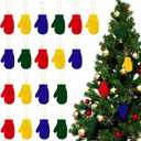 24 Pcs Mini Christmas Tree Ornaments Gloves Christmas Hanging Decor Handmade Wool Gloves Decorations Small Xmas Tree Stuffed Ornament for Christmas Tree Party Holiday (Green, Blue, Yellow, Red)