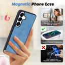 TwoHead for Samsung Galaxy S25 Wallet Case with Card Holder, Detachable Magnetic Phone Case for S25,PU Leather All-Round Protective Phone Case Wallet with Wrist Strap(6.2 in,Sky Blue)