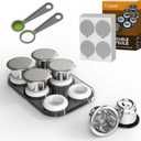 Reusable Capsules for Nespresso OriginalLine - 6pcs Refillable Coffee Pods,Stainless Steel Cups Compatible for Nespresso OriginalLine Machine (6Pods+100pcs Lids+Storage Board)