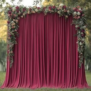 ESGOTBME 10x10ft Wrinkle Free ‌Burgundy Backdrop Curtain for Parties Soft Fabric Drapes Wedding ‌Curtain Backdrop for Birthday Party Decorations Background for Photography 5x10ft, 2 Panels