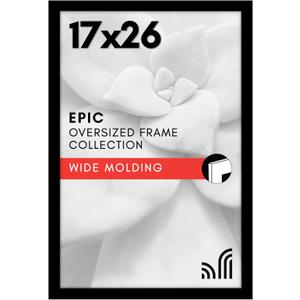 Americanflat 17x26 Poster Frame with Polished Plexiglass - Black Picture Frame - Wide Photo Frames Made of Engineered Wood for Vertical or Horizontal Wall Display - Epic Collection - Black