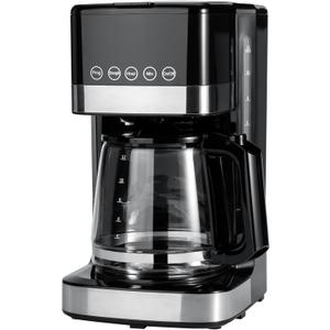 Amazon Basics Programmable 12 Cup Drip Coffee Maker, Coffee Machine with Glass Coffee Pot (1.9 Qt), Auto Shut-off, Touch Screen, Auto Pause, Removable Filter Basket, Black & Silver