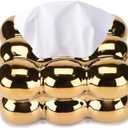 Electroplated Ceramic Tissue Box for Bathroom, Dresser, Living Room, Dining Room, Modern Gold Home Decoration TQGJNY49 