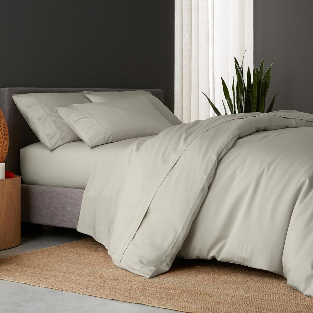 DOZ Duvet Cover Set, 100% Viscose derived from Bamboo, Organically Grown, Buttery Soft, Cooling Duvet Covers, High GSM, 1 Duvet Cover and 2 Pillowcases, 106"x90" (Fog, King/Cal King)