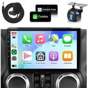 DSP 46EQ8Core 4G 64G Radio for Jeep Wrangler JK 2007-2018 Dodge Ram 2009-2012 Car Stereo with Wireless Carplay Android Auto,10.1'' 1280x720P IPS Touch Screen 5.0Bluetooth WiFi 59UI GPS Backup Camera