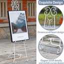 Metal Free Standing Adjustable Display Stand Scroll Easel with Chain Support, White Easel Stand for Sign, Wedding, Picture Frame. (No Installation Required), 17.32L x 24.4W x 56.4H inches