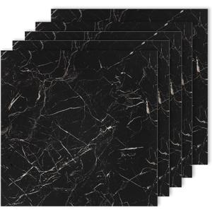 12 Sheets Peel and Stick Backsplash Tiles, 11.8"x11.8" Black Stick on Wall Tiles, Self Adhesive Marble Tile Sticker, Waterproof Wall Decals for Kitchen Bathroom Laundry Room 02
