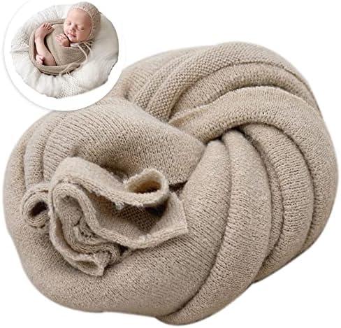 Newborn Posing Wrap Newborn Photography Props Soft Stretch Knit Blanket Handmade Wrap for Baby Boys Girls Photoshoot Size 5.7 x 59.1 inch