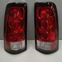 AUTOSAVER88 Tail Lights Compatible with 1999-2002 Chevy Silverado 1500/2500/3500, 99-06 GMC Sierra, 2007 GMC Sierra Classic models Clear Lens Red Housing Taillights Pair (ONLY Fit Fleetside Models)