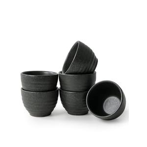 KERMANDO 1.6oz Espresso Cups Set of 6, Matte Black Ceramic Demitasse Coffee Cups for Espresso, Latte, Cappuccino – Small Shot Cups – Stackable Mini Mugs for Home, Cafe, Restaurant