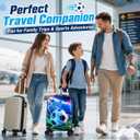 5-Piece Luggage for Kids Sporty Hardshell Boys Suitcase with 360 Spinner Wheels, Lightweight Airline-Approved Carry-On (16") Set for Travel, Soccer Blue
