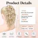 Flufymooz Ponytail Extension, 12" Short Claw Ponytail Extension Wavy Curly Jaw Clip in Pony tails Hair Extension Natural Synthetic Hairpiece for Women (Cool Blonde)