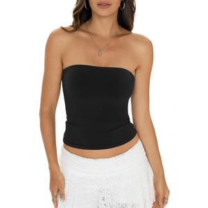 EasyGala Womens Cotton Tube Tops Sexy Fitted Strapless Shirts Basic Going Out Bandeau Tops Cute Trendy Summer Clothes M