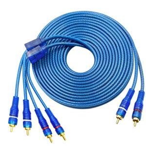 RCA Car Audio Cable Y Splitter Adapter Cord 2 Channel to 4 Channel Twisted Pair Cable OFC Full Shielded with Noise Reduction2 Male to 4 Male RCA Car Audio Interconnect Cable (5M)