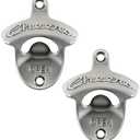 Luwanburg Wall Mounted Bottle Opener Cheers, Screw in Wall Beer Cap Opener Antique Silver (Pack of 2)