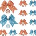 12Pcs Christmas Tree Topper,5.9 * 5.9inch Blue Orange Bow Christmas Ornament Tree Decoration,Santa hat Tree Topper Bow Decorations,Party Tree Topper Festive Window Decorations