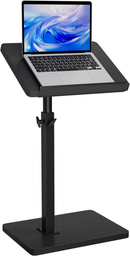 IBUYKE C Shaped Side Table, Angle Adjustable, 360 Swivel Height Adjustable End Table for Small Spaces, for Phone Computer & Tablet, Modern Small Coffee Snack Table for Sofa/Bed, Black UTVT004B