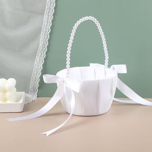 Flower Girl Baskets for Wedding,Ivory Flower Girl Basket,Wedding Basket for Flower Girl Wedding Decor (Ivory)
