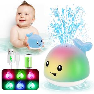 Bath Toys for Babies 6-12 Months - Water Table Accessories Pool Toys for Toddlers 1-3 - Light Up Whale Bath Toy Sprinkler - Bathtub Bathtime Fountain Baby Shower Toy 1st Birthday Girls Boys Gifts (Blue)