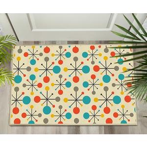 Retro Front Door Mat Small Entryway Rug Carpet 2x3 Non Slip Washable Mid Century Modern Indoor Doormat Floor Mats for Kitchen Bathroom Bedroom Entrance Entry (Yellow)