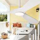 White Ceiling Fan with Light and Remote 52 Inch, Wood Outdoor Ceiling Fans with Lights 3 Blade Propeller High CFM Wet Rated Modern Fan for Indoor Living Room Patios Gazebo Bedroom